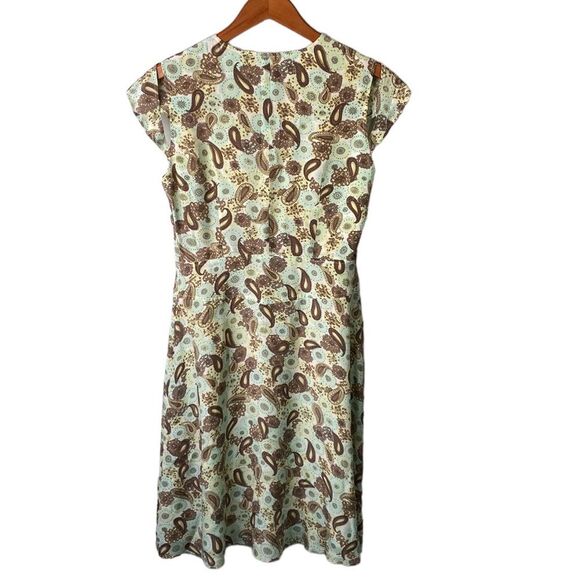 Anthropologie Isabella Bird 100% Silk Paisley Print Short Cutout Sleeve Dress - Picture 6 of 16